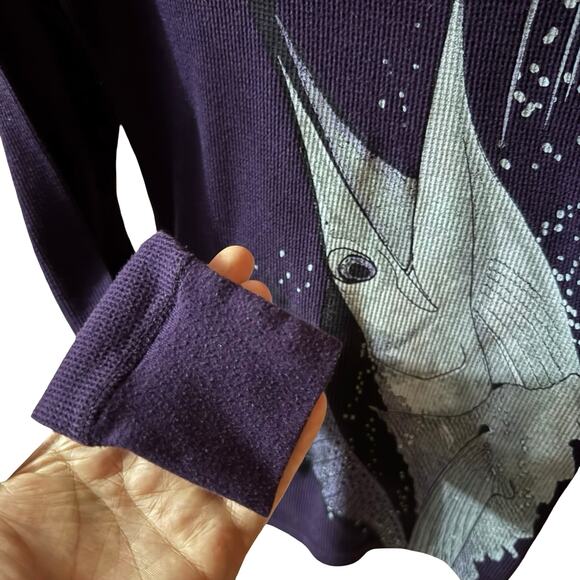 Guy Harvey Purple Marlin Graphic Thermal Top Womens M Long Sleeve Ocean Art - Picture 2 of 4